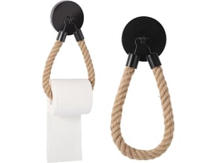 1 pcs porte papier toilette mural corde, support porte rouleau papier toilette, derouleur papier toilette murale bois vintage (noir)