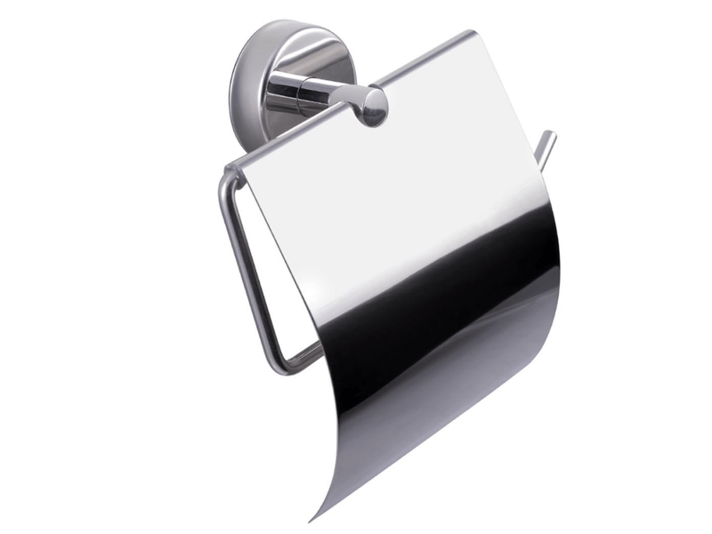  Porte-rouleau de papier toilette, fixation auto-adhésive ou par vis, acier inoxydable ,argenté (avec couvercle)  - Conforama A