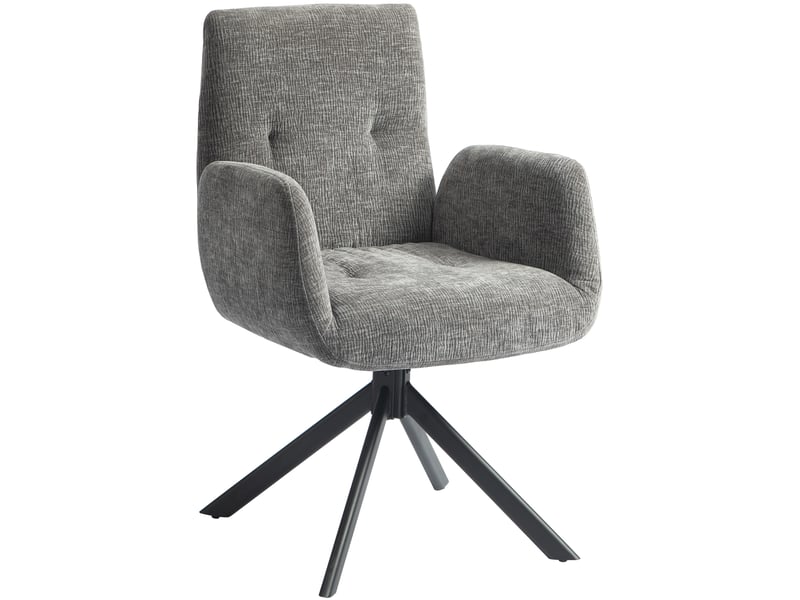  Fauteuil lounge pivotant avec accoudoirs en polyester gris foncé  - Conforama A