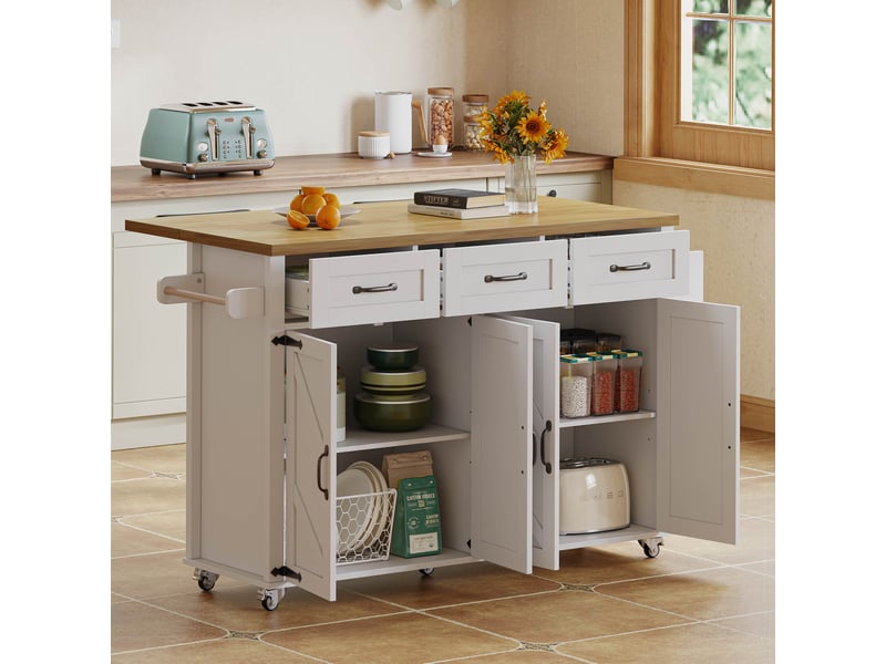  Desserte 4 portes 3 tiroirs coloris blanc+naturel mdf desserte bicolore - Conforama D