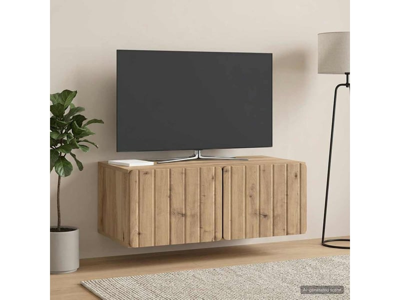  Meuble tv - banc tv - meuble de rangement mural 78,5 x 41 x 30 cm chêne artisanal  - Conforama B