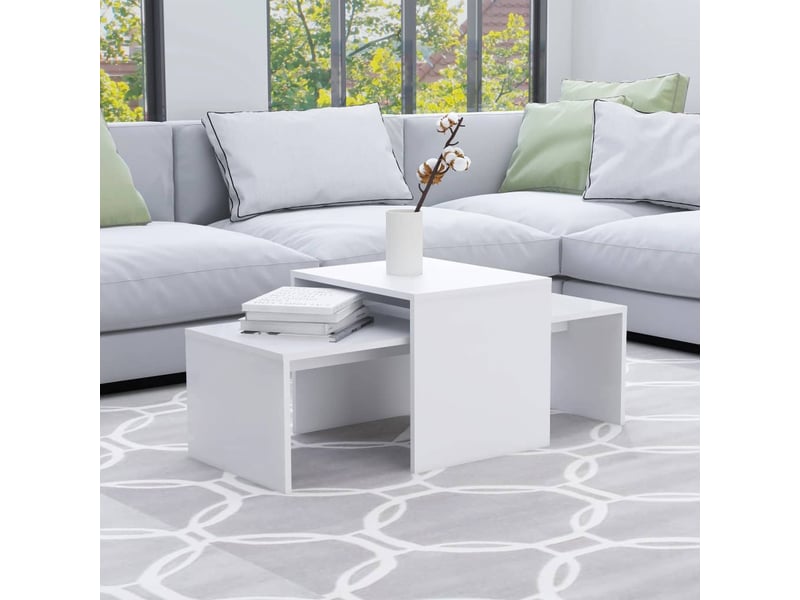  Ensemble de tables gigognes 2 pcs blanc 100x48x40 cm bois d’ingénierie  - Conforama B