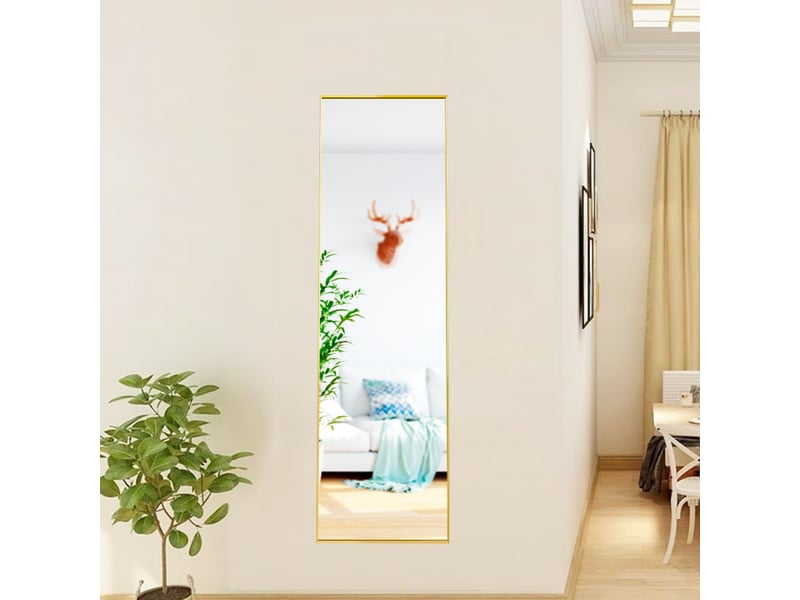  Miroir sur pied - 150 x 40 cm - or - miroir plein pied rectangulaire en verre de sécurité, cadre en alliage d'aluminium, design moderne  - Conforama D