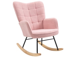 Fauteuil à bascule rétro, en bois massif, inclinable, 98 cm x 71 cm x 101 cm, rose