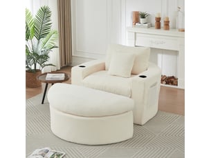 Fauteuil fixe MODENVIE  Velours côtelé beige