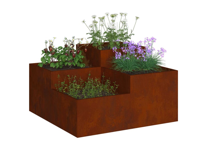  Jardinière - cache-pot de jardin rouillé 100 x 100 x 48 cm acier patiné  - Conforama C