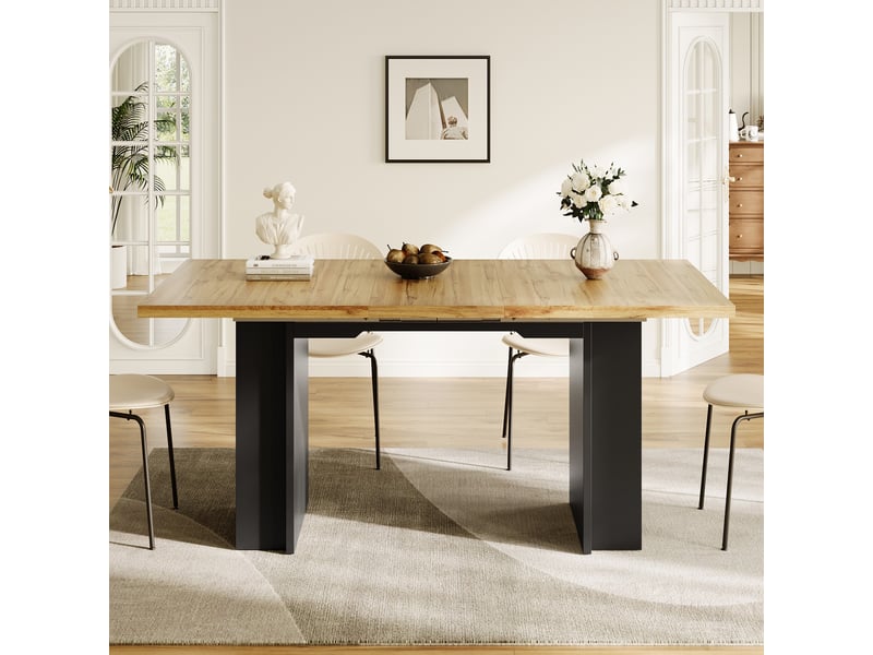 Table à manger, extensible, 120-160 x 80 cm, en bois, pour salon et cuisine, pour maison et appartement, mobilier fonctionnel pour intérieur - Conforama E