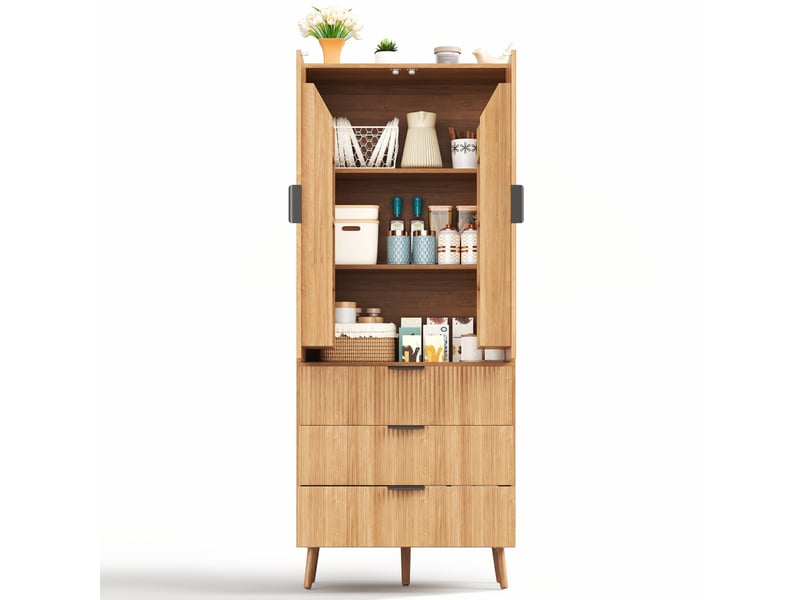  Buffet haut de cuisine 2 portes et 3 tiroirs 75 x 35 x 180 cm homvra  - Conforama A