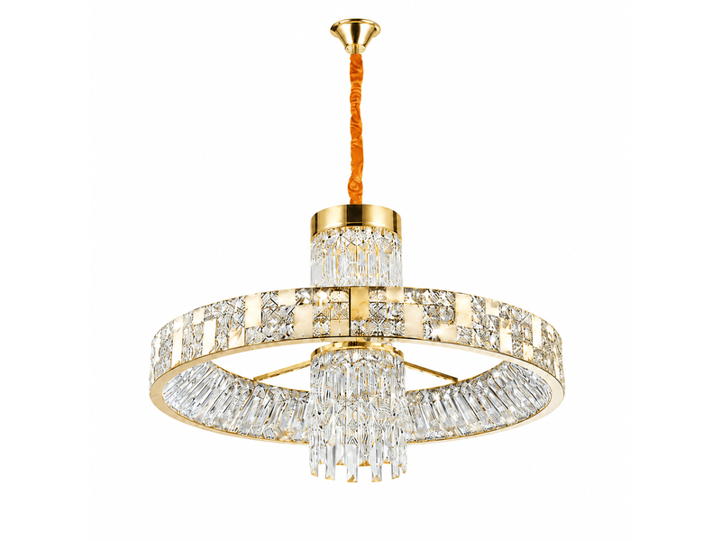  Lustre 3 anneaux en cristal c – led 72 w intégrée, éclairage 3 couleurs ASLED-688 - Conforama A