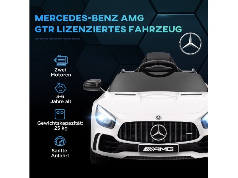  Voiture électrique enfant mercedes-benz amg gtr 108x67x46 cm avec télécommande blanc  - Conforama C