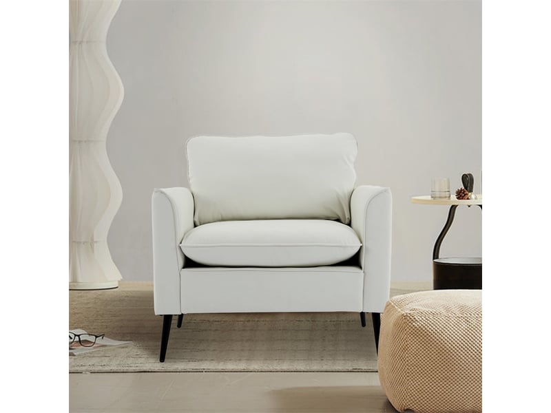  Fauteuil relax - 80x68x80cm - siège mono-place en cuir synthétique anti-rayures style nordique rétro et luxueux - blanc  - Conforama C