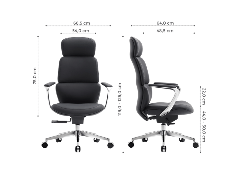  Chaise de bureau 66,5 x 64 x 119 cm noire, mécanisme inclinable jusqu'à 127 degrés et assise coulissante  - Conforama B