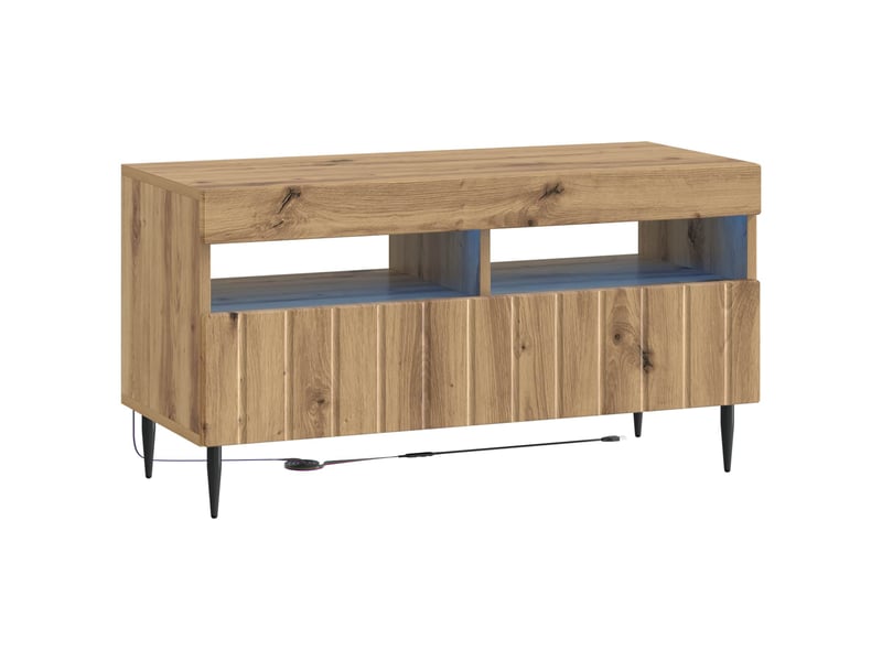  Meuble tv - banc tv - meuble de rangement led 5 pièces chêne artisanal bois d'ingénierie  - Conforama E