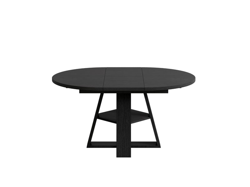  Table à manger extensible ronde noir veiné bois, 110/150 x 110 cm, avec rangement  - Conforama A
