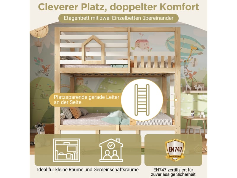  Lit superposé 90x200 cm avec rangement hydraulique et échelle  - Conforama E