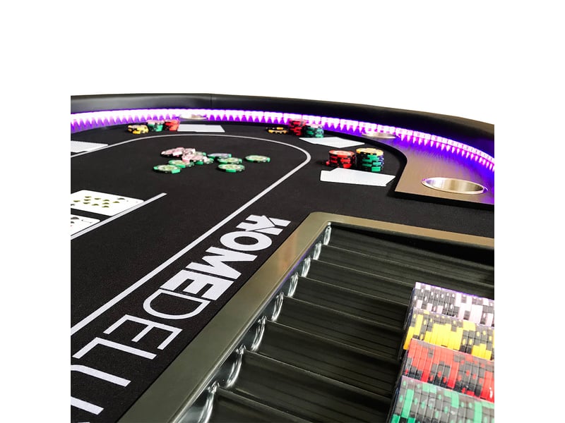  Home deluxe - table de poker avec mallette casino - avec éclairage led et porte-boissons, pour jusqu'à 9 personnes i table de jeu table de poker  - Conforama D