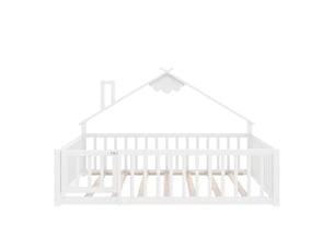 Lit cabane 140x190 cm <strong>RAUMIO</strong> <strong></strong> coloris blanc