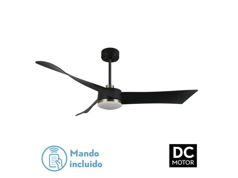  Ventilateur de plafond fabrilamp tempel dc noircuir 3 pales 132 cm 6 vitesses led 26 w télécommande 187491373 - Conforama C