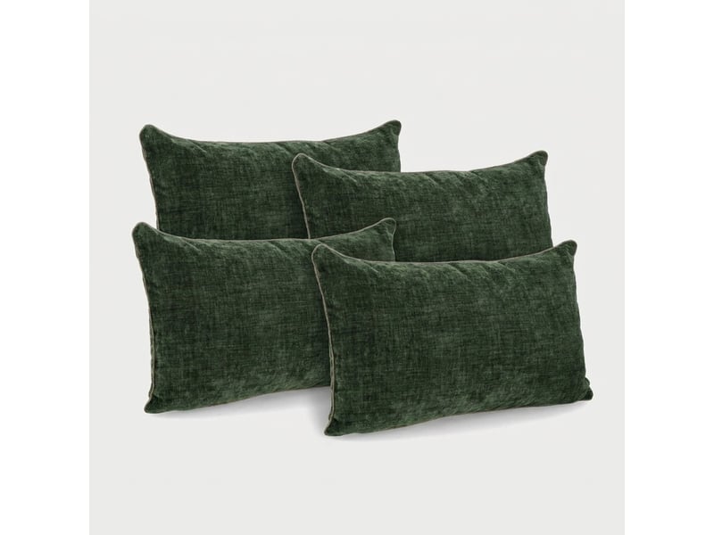  Coussin décoratif rectangulaire déhoussable en velours amyas - vert foncé  - Conforama A