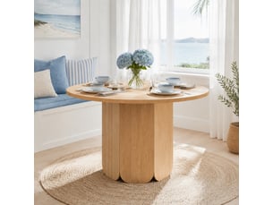 Table à manger ronde,120x120x75 cm,4 à 6 personnes,mdf,coloris chêne clair