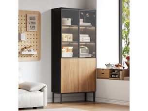 Vitrine coloris bois clair 3 étagère(s) <strong></strong> <strong></strong> - 74 cmx180 cm