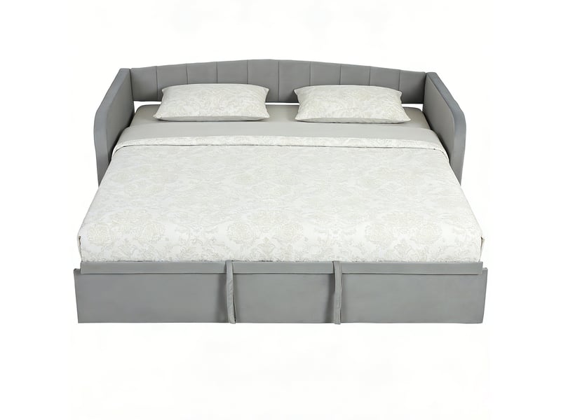  Canapé lit gigogne 3 places convertible en lit double, gris clair, 205 x 97 x 75 cm  - Conforama A
