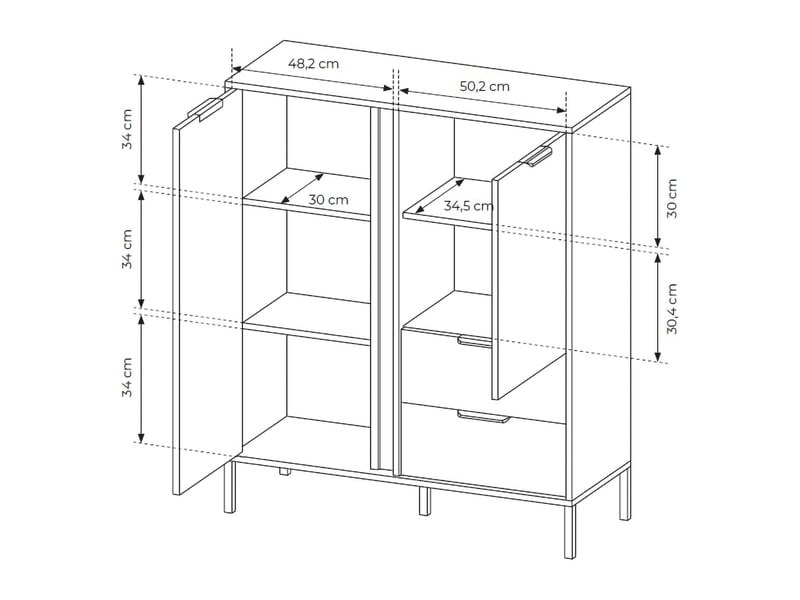 Buffet hameno, enfilade 2 tiroirs, 103x40x123h cm noir anthracite Hameno - Conforama D