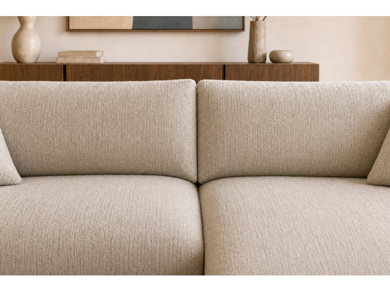  Elias - canapé d'angle convertible tissu chenille 3 places beige gauche  - Conforama E