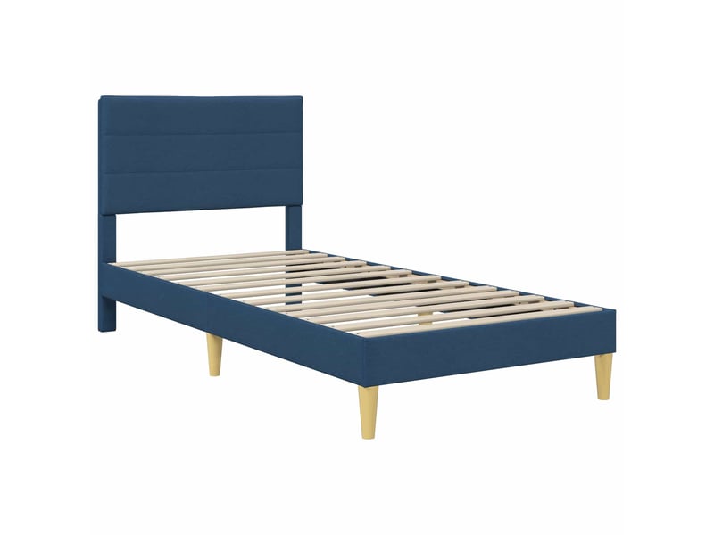  Lit simple- lit adulte -  cadre de lit avec tête de lit bleu 100 x 200 cm tissu  - Conforama B