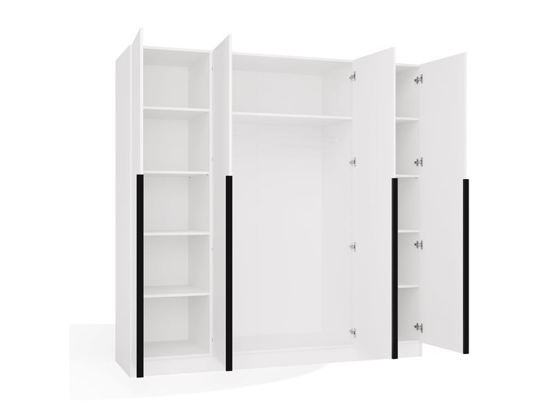  Senso 4d - armoire - 4 portes - 200x200 cm - poignées noires - blanc  - Conforama E