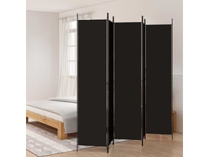 Cloison de séparation - paravent 5 panneaux noir 250x220 cm tissu