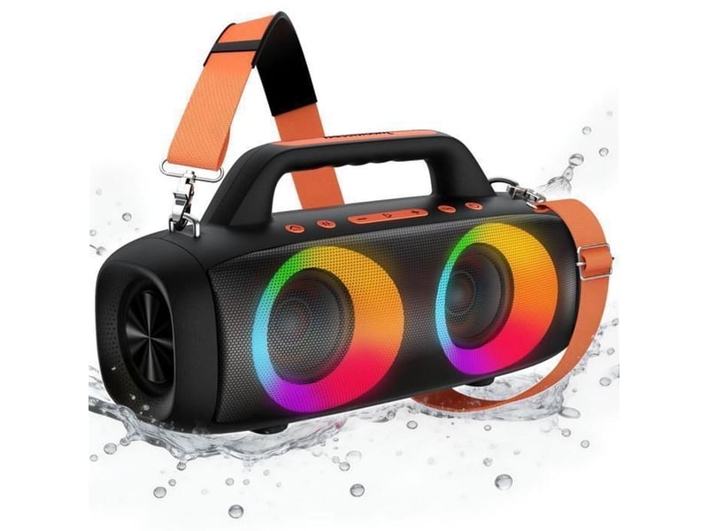  Enceinte bluetooth portable bassbloom 80w avec rgb ipx6, usb tf 24 h  - Conforama A
