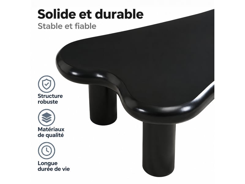  Table basse noire en forme de nuage avec tiroir et éclairage led 16 couleurs, 98 x 65,5 x 40 cm  - Conforama E