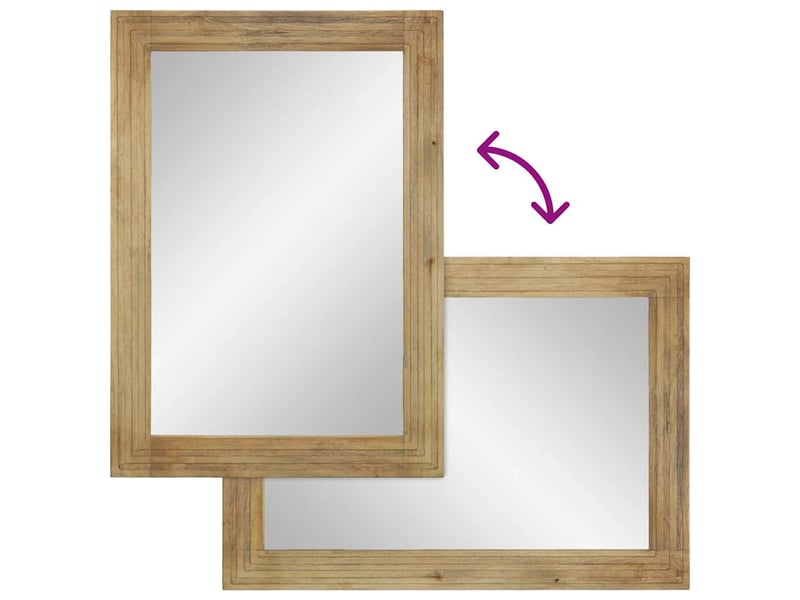  Miroir salle de bain, miroir de toilette marron 50x70x2,5 cm bois de manguier cf62650  - Conforama D