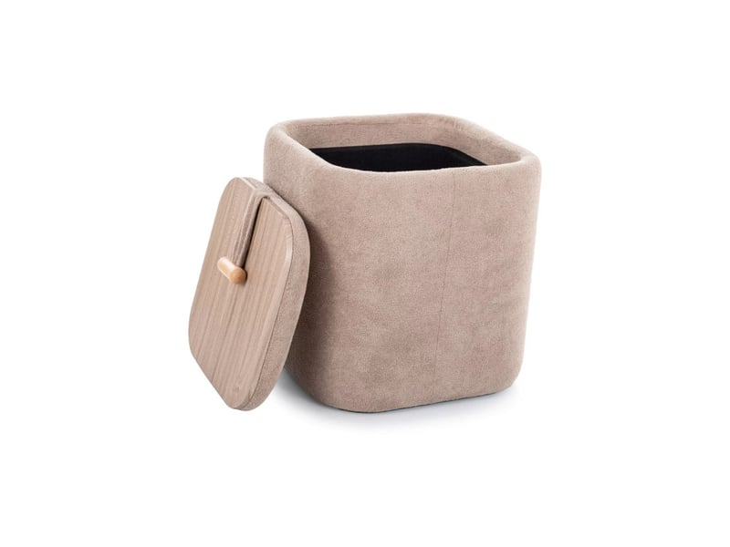  Pouf avec rangement en tissu - gamme nap - taupe  - Conforama E