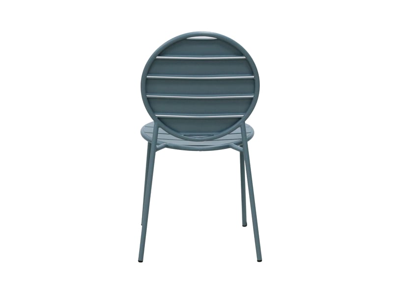  Lot de 4 chaises de jardin dossier rond en métal bleu gris - baca  - Conforama E
