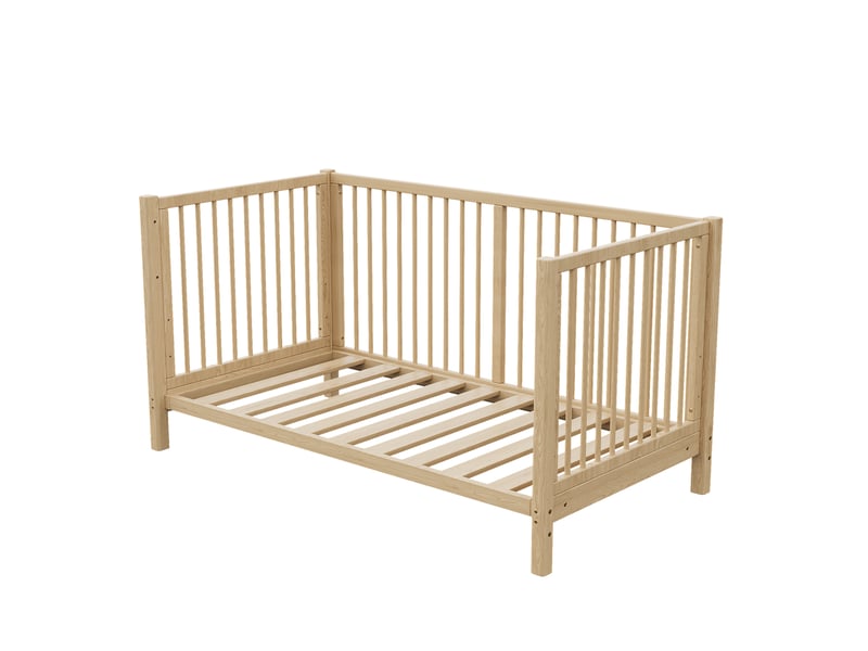  Lit bébé évolutif 140x70 cm en pin naturel, convertible en lit enfant et cododo  - Conforama D