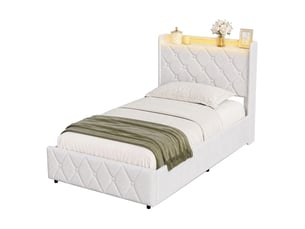 Lit coffre 90x200 cm BURSDANY coloris beige
