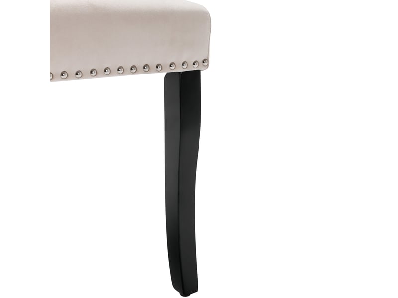  Chaises de salle à manger en velours beige, lot de 2, dossier capitonné, pieds en chêne, anneau chromé, 45 x 61 x 100 cm  - Conforama R