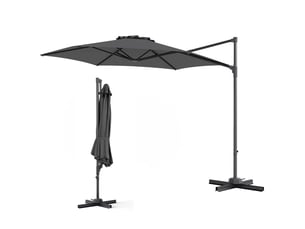 3m parasol de jardin extérieur, anti uv & résistant au vent, parasol déporté hexagonal, rotatif 360°, parasols avec pied croix, pour cour, terrasse