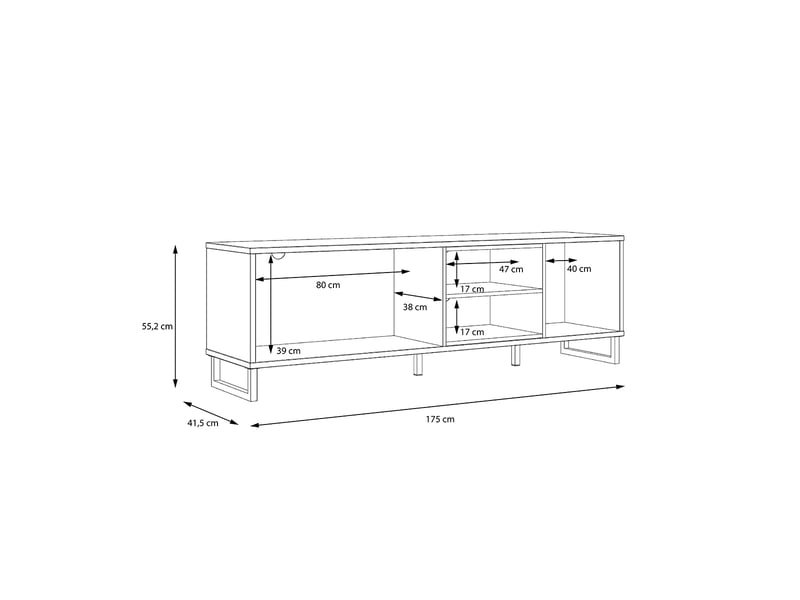 Meuble tv noir et chêne style industriel 175x55 decyma  - Conforama E