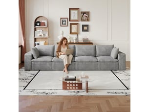Canapé nuage 340 cm en velours côtelé 4 places gris foncé design modulable