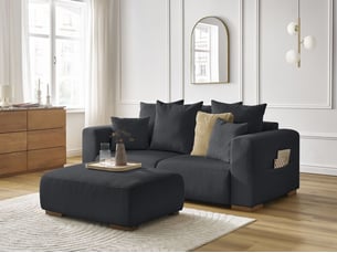 Canapé droit fixe BOBOCHIC SIDONIE 3 places Velours noir