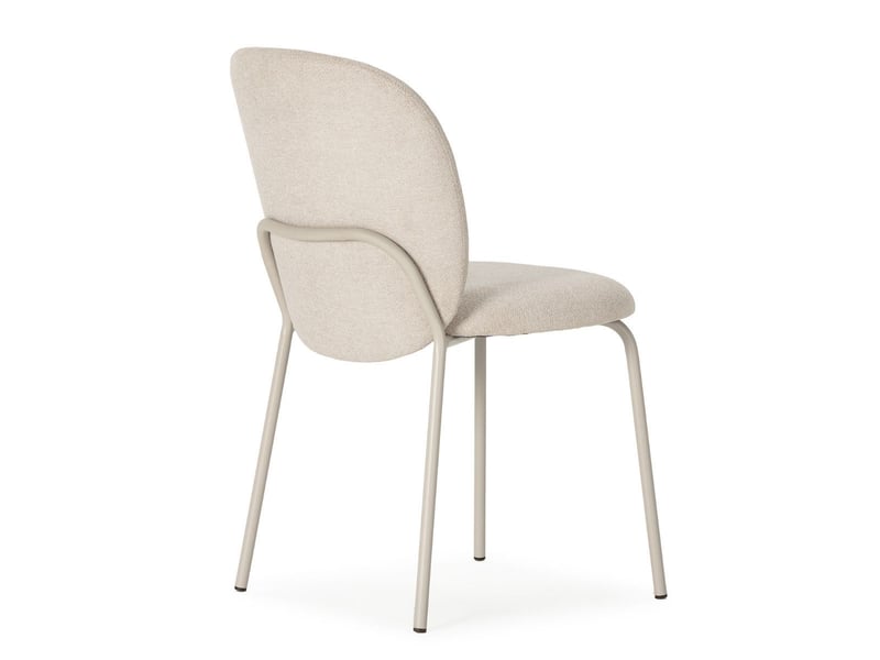  Lot de 6 chaises en tissu polyester doux beige et pieds en métal laqué crème - darris DARRIS - Conforama C