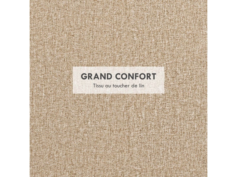  Pouf rond repose-pieds tabouret avec coffre de rangement, plateau réversible, meuble 3 en 1 pied en bois beige  - Conforama R
