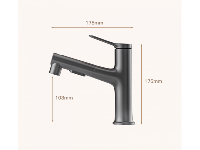  Robinet de salle de bain avec trois modes d'eau (débit, jet, fontaine) et douchette extractible (argent) PB50237 - Conforama E