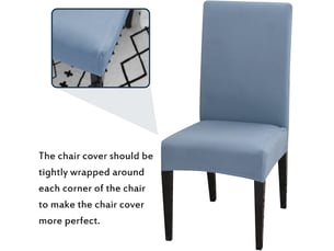 Ensemble de housses de chaise élastiques 4 pièces, bleu - gris, convenant à tous types de chaises de salle à manger, amovibles et lavables, modernes