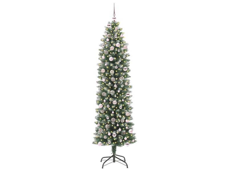 Sapin de noël, arbre de noël artificiel slim vert et blanc 240 cm cf61711 - Conforama C