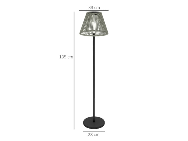  Lampadaire solaire en rotin style bohème, 25 led, capteur crépusculaire, ip44, ø33 x 135 cm, jardin et balcon  - Conforama E