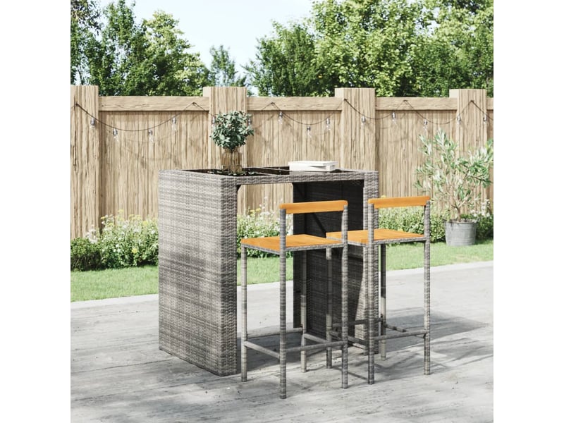  Lot de 2 tabouret de bar, chaise de bar gris résine tressée et bois d'acacia shl76941  - Conforama B